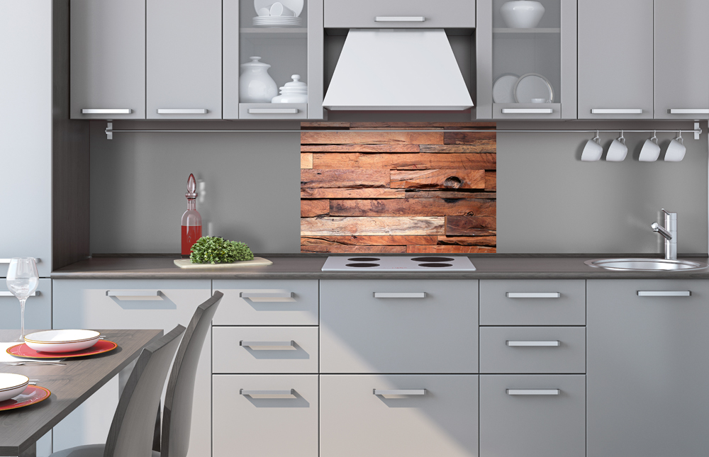 Kuchynská zástena z hliníkovej dosky - Obklad z dreva 40 x 60 cm