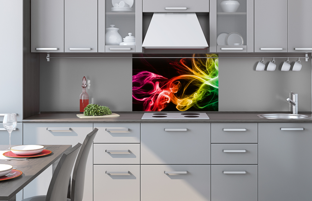 Kuchynská zástena z akrylátového skla - Farebný dym v čiernom 40 x 60 cm