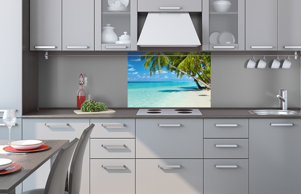 Kuchynská zástena z hliníkovej dosky - Rajská pláž 40 x 60 cm