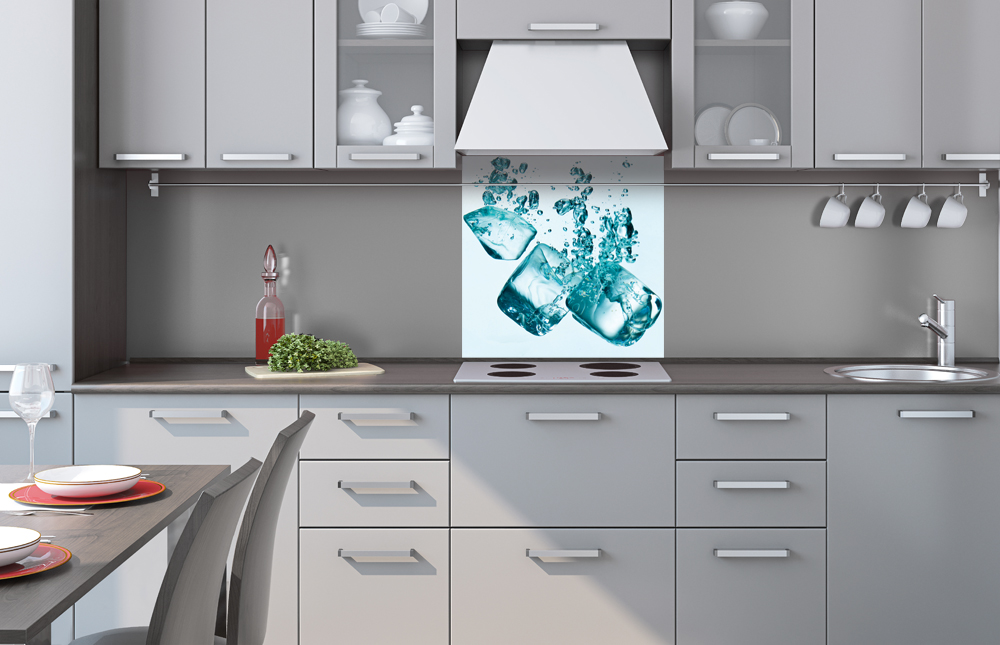 Kuchynská zástena z hliníkovej dosky - Ľadové kocky 60 x 60 cm