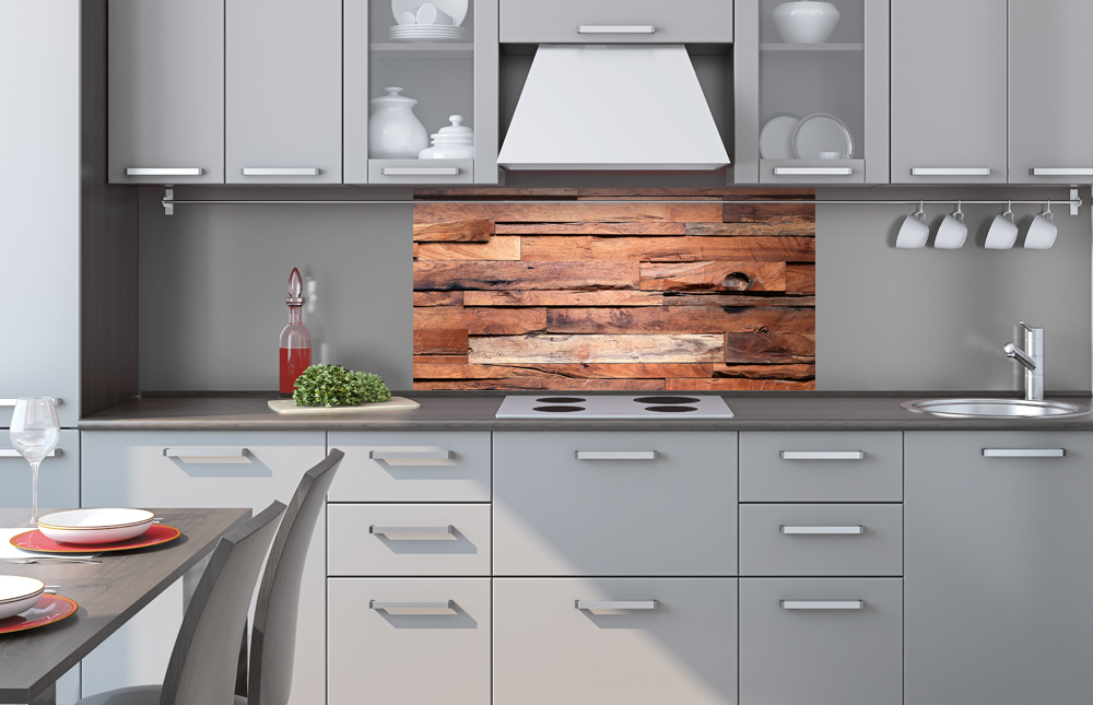 Kuchynská zástena z hliníkovej dosky - Obklad z dreva 40 x 80 cm