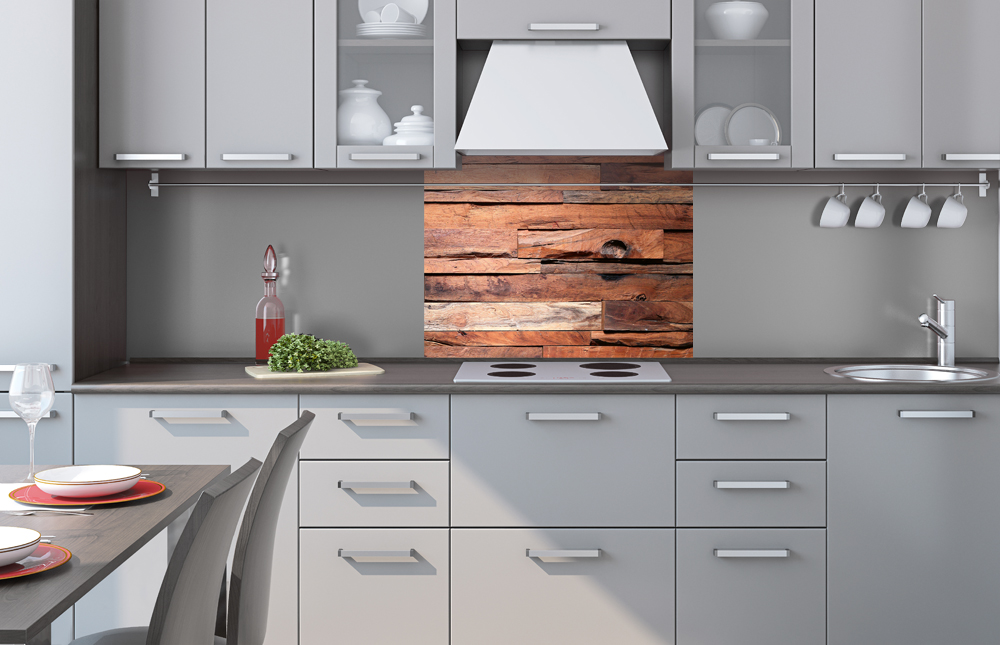 Kuchynská zástena z hliníkovej dosky - Obklad z dreva 60 x 80 cm