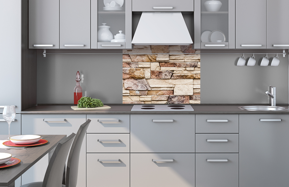 Kuchynská zástena z hliníkovej dosky - Kamenný obklad 60 x 80 cm