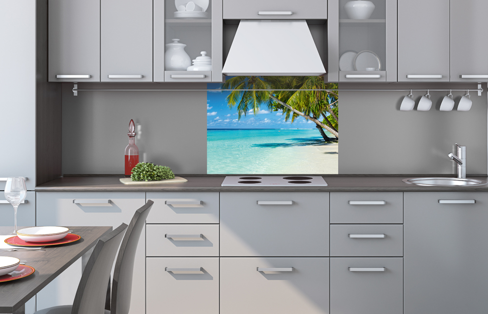 Kuchynská zástena z akrylátového skla - Rajská pláž 60 x 80 cm