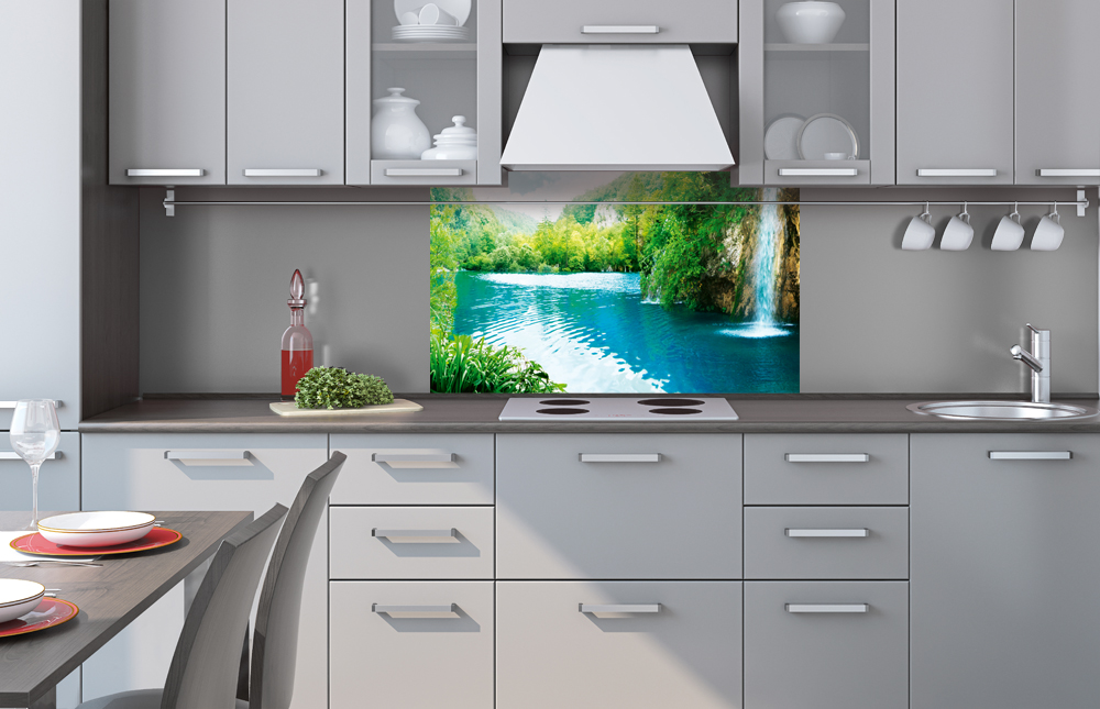 Kuchynská zástena z hliníkovej dosky - Relax v prírode 60 x 100 cm