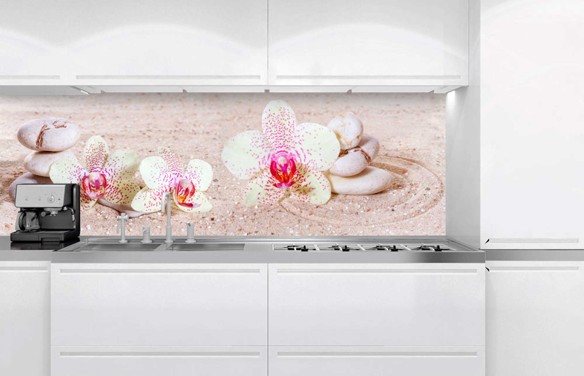 Kuchynská zástena z hliníkovej dosky - Biela orchidea 60 x 180 cm