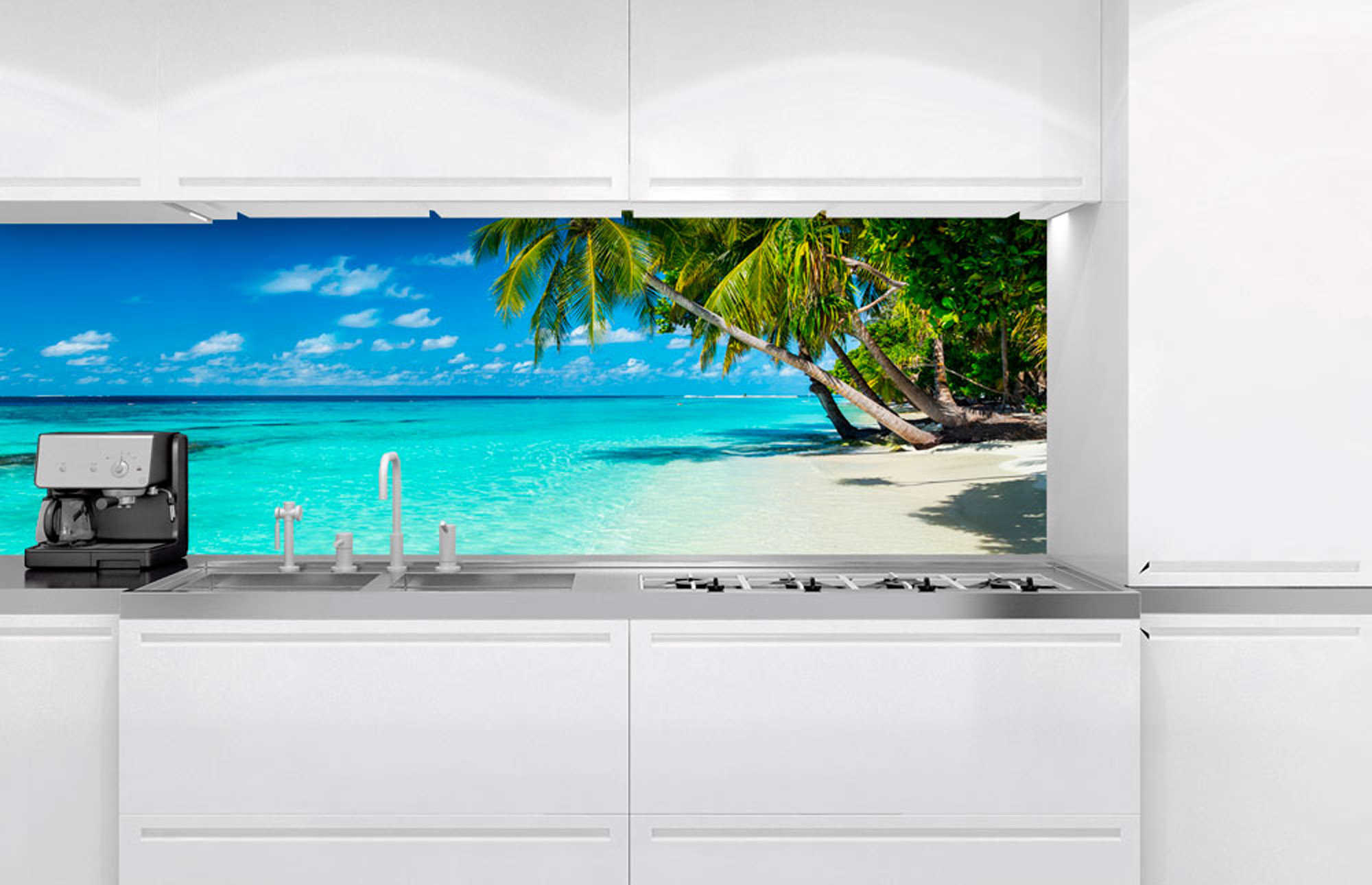 Kuchynská zástena z hliníkovej dosky - Rajská pláž 60 x 180 cm
