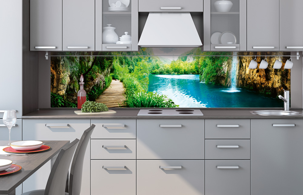 Kuchynská zástena z hliníkovej dosky - Relax v prírode 60 x 260 cm