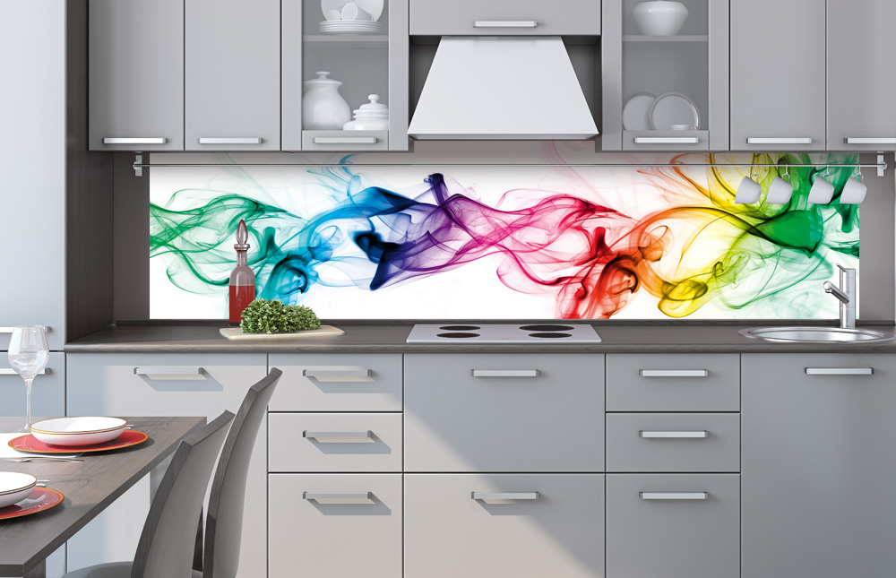 Kuchynská zástena z akrylátového skla - Farebný dym 60 x 240 cm