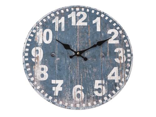 Nástenné drevené hodiny, 34 cm – Modrobiele