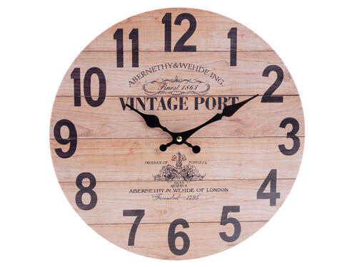 Nástenné drevené hodiny, 34 cm – Vintga Port