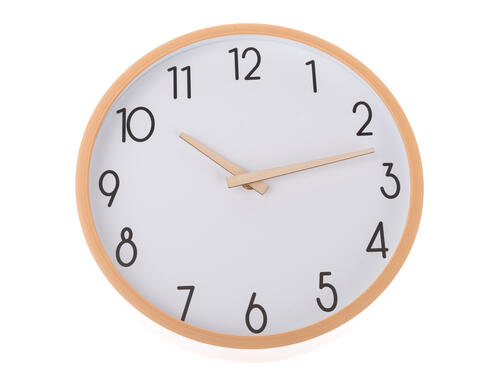 Nástenné plastové hodiny, 30,5 cm – Bielobéžové s čiernymi číslami