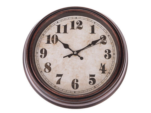 Nástenné plastové hodiny, 30,5 cm – Béžové s hnedým okrajom