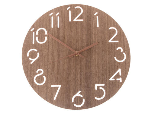 Nástenné drevené hodiny, 30,5 cm – Drevo hnedé