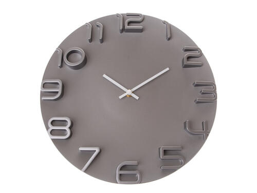 Nástenné plastové hodiny, 30,5 cm – Šedé s vystúpenými číslami