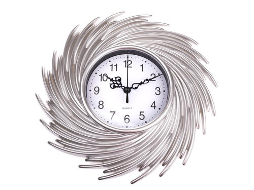 Dekoračné plastové hodiny 25 cm – Strieborné s kovovým dizajnom
