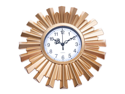 Dekoračné plastové hodiny 25 cm – Zlaté s kovovým dizajnom