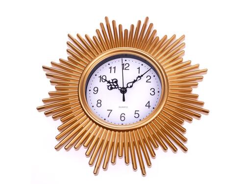 Dekoračné plastové hodiny 25 cm – Zlaté s kovovým dizajnom