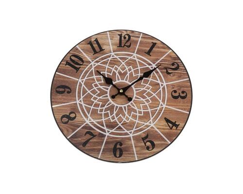 Nástenné drevené hodiny, 34 cm – Ornament na dreve