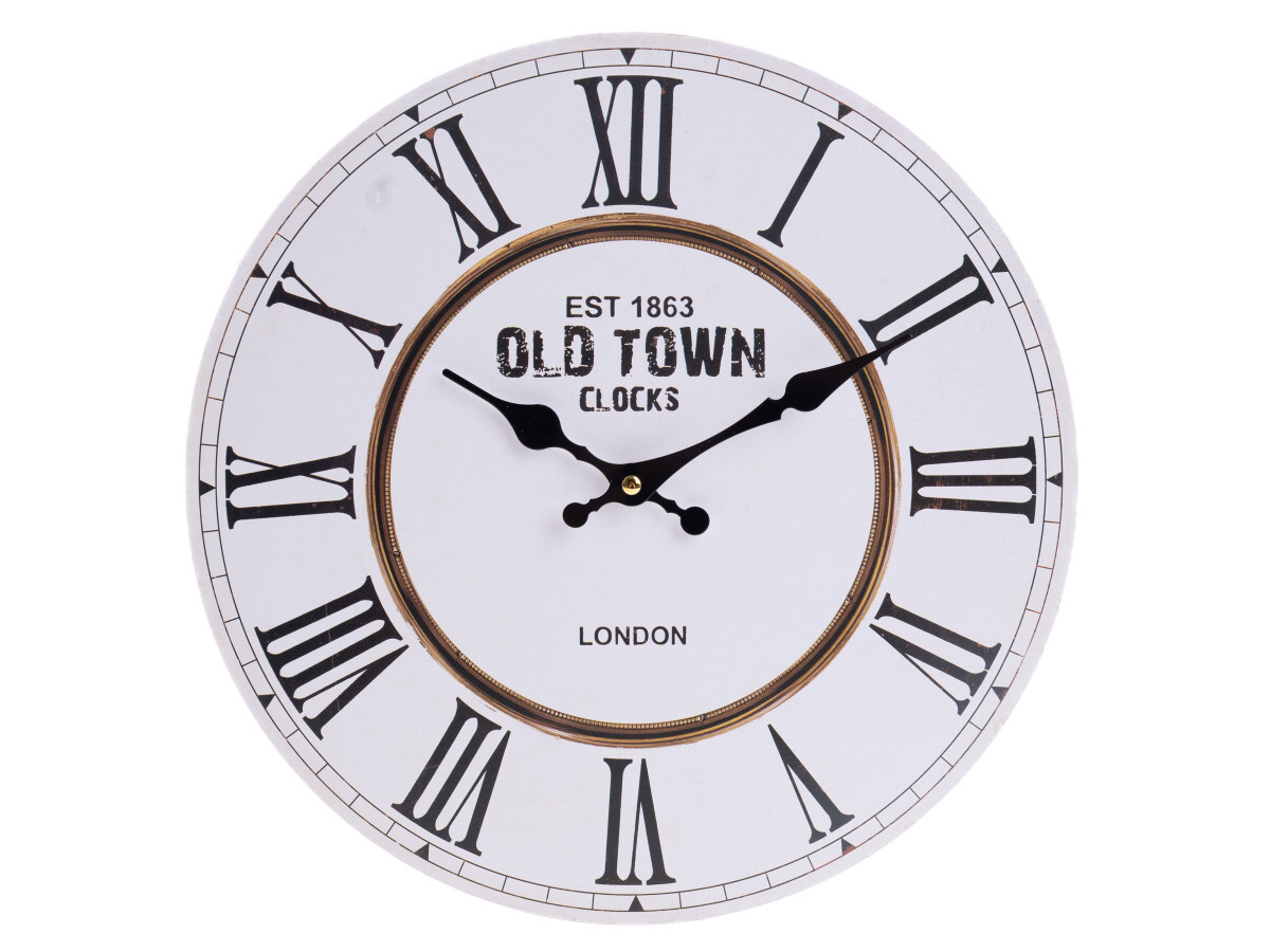 Nástenné drevené hodiny, 34 cm – Old Town