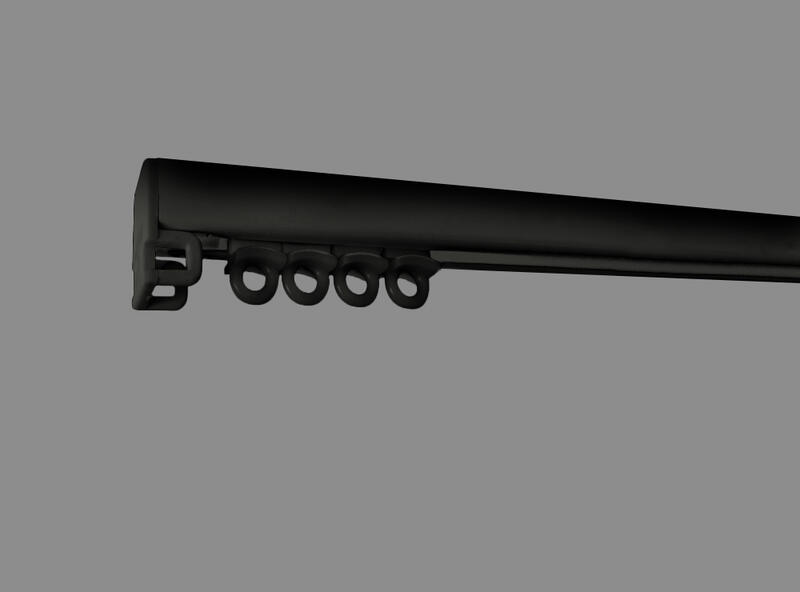 Koľajnice GIADA 2 13 x 13 mm standard - čierna, dĺžka 3,6m (2časti x 1,8m)