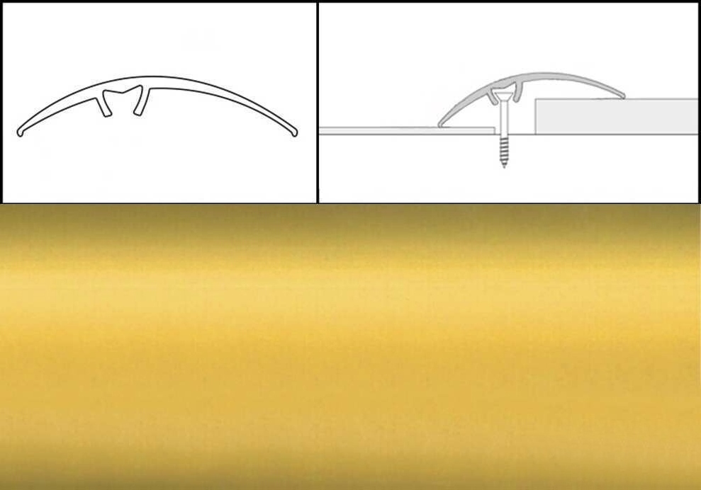 Prechodové lišty  5 cm x  270 cm - zlatá matná