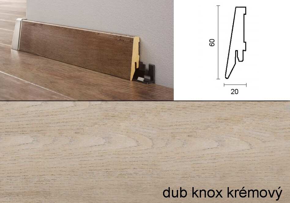 Podlahové lišty Quadro - 60 x 20 mm, 186 dub knox krémový (3)