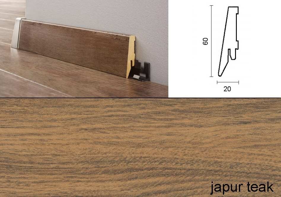Podlahové lišty Quadro - 60 x 20 mm, 156 japur teak