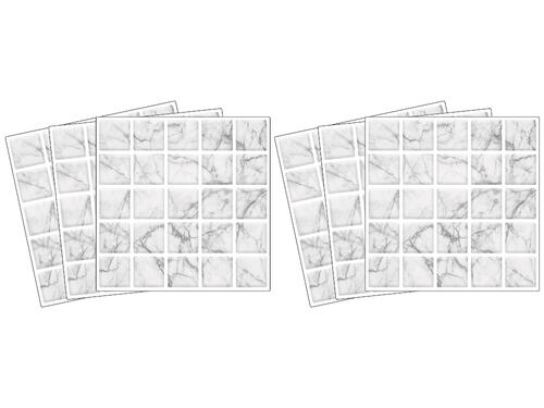 Nálepky na obkladačky - Biely mramor mozaika - 15 x 15 cm