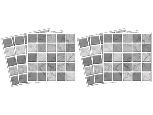 Nálepky na obkladačky - Bielošedý mramor mozaika - 15 x 15 cm