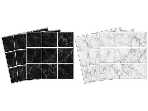 Nálepky na obkladačky - Bieločierny mramor mozaika - 15 x 15 cm