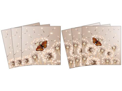 Nálepky na obkladačky - Púpava s motýľmi - 15 x 15 cm