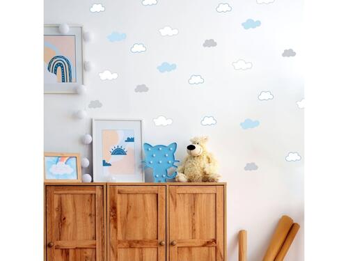 Textilné nálepky na stenu - Oblaky v modrých a šedých tónoch, 30 x 90 cm