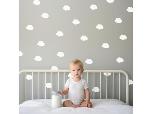 Textilné nálepky na stenu - Biele oblaky do detskej izby, 30 x 90 cm