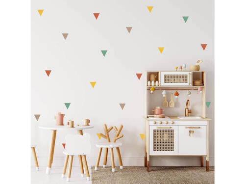 Textilná nálepka do detskej izby - Hravé farebné trojuholníky 30 x 90 cm