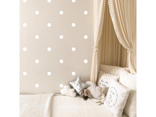 Biele bodky textilná nálepka do detskej izby - Bodkovaná stena, 30 x 90 cm