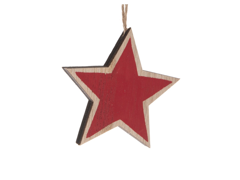 Závesná vianočná ozdoba - Červené hviezdy 6 ks