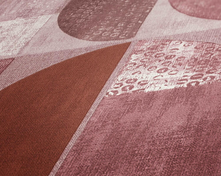 Tapeta v retro dizajne v škandinávskom štýle - červená, ružová, béžová detail