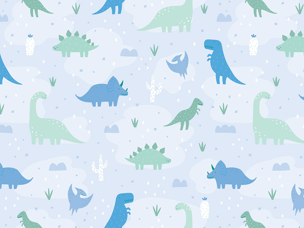 Digitálne detské tapety WP-147-02 Dinosaury modré