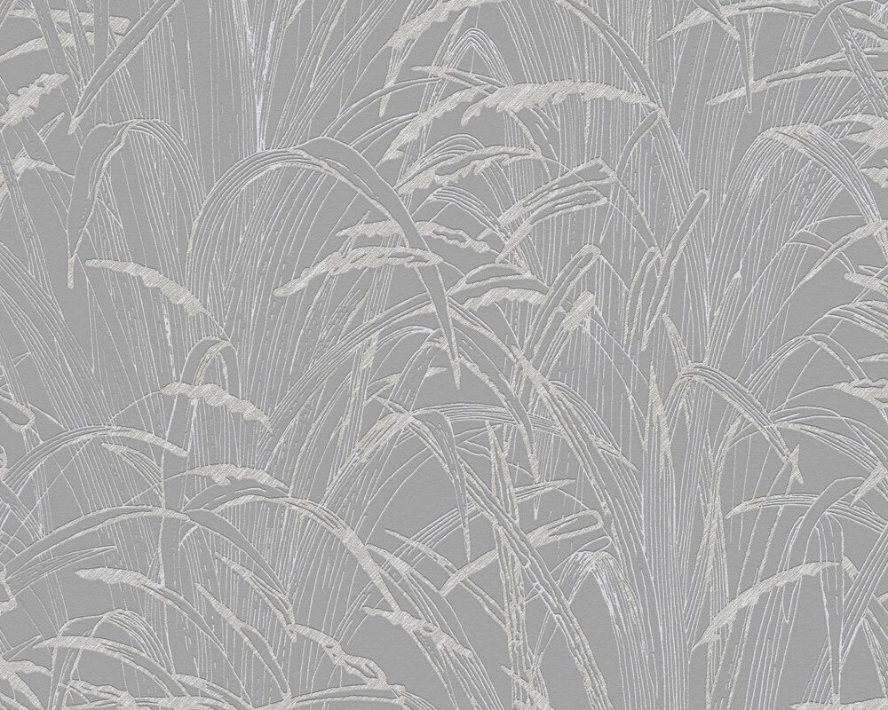 Prírodná tapeta trstinové listy s metalickou farbou - šedá 38600-1