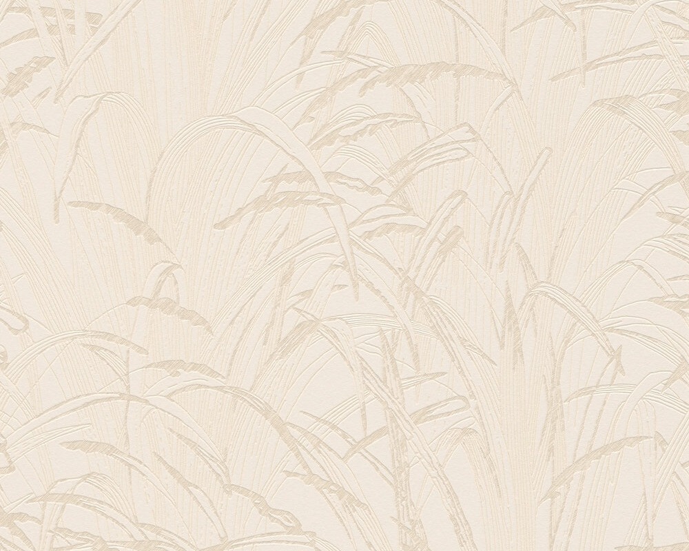 Prírodná tapeta trstinové listy s metalickou farbou - béžová 38600-3