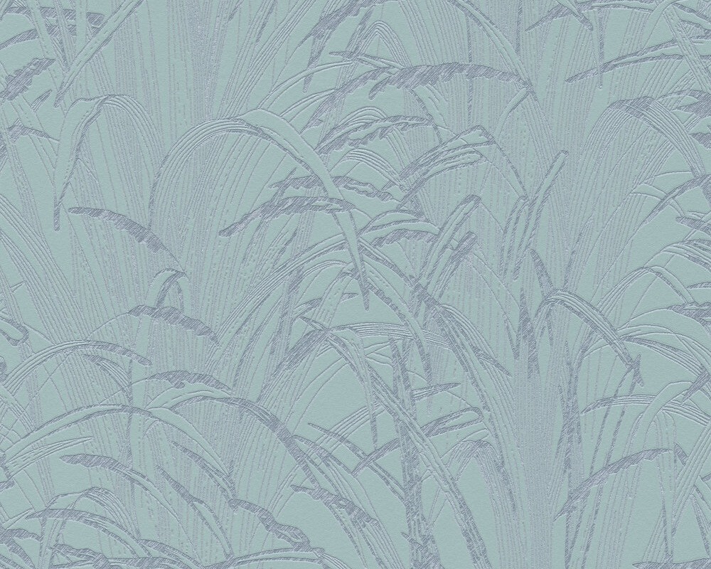 Prírodná tapeta trstinové listy s metalickou farbou -  modrá 38600-4