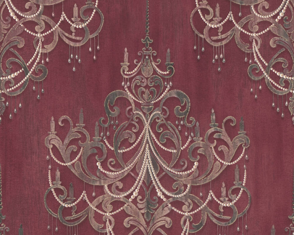 Ružová tapeta s ornamentom vo vzore lustru 38096-3 