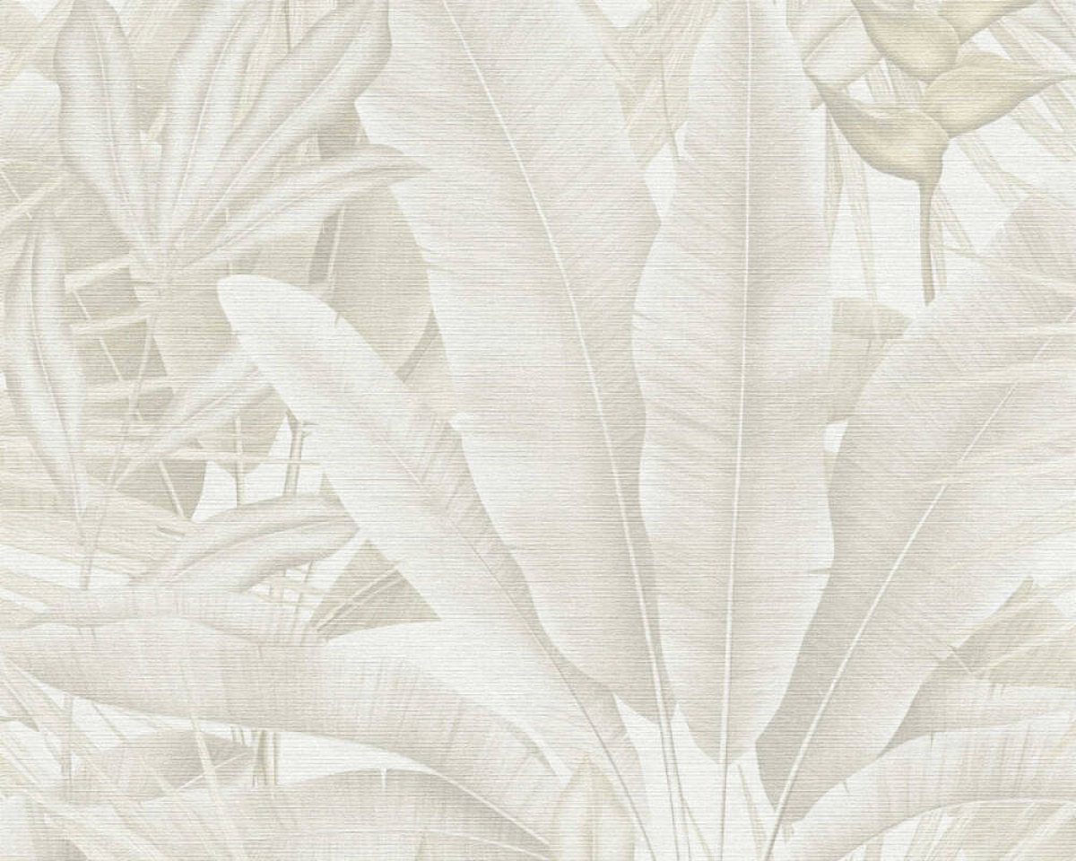 Vliesová tapeta, Tropické béžové  listy v krémovom