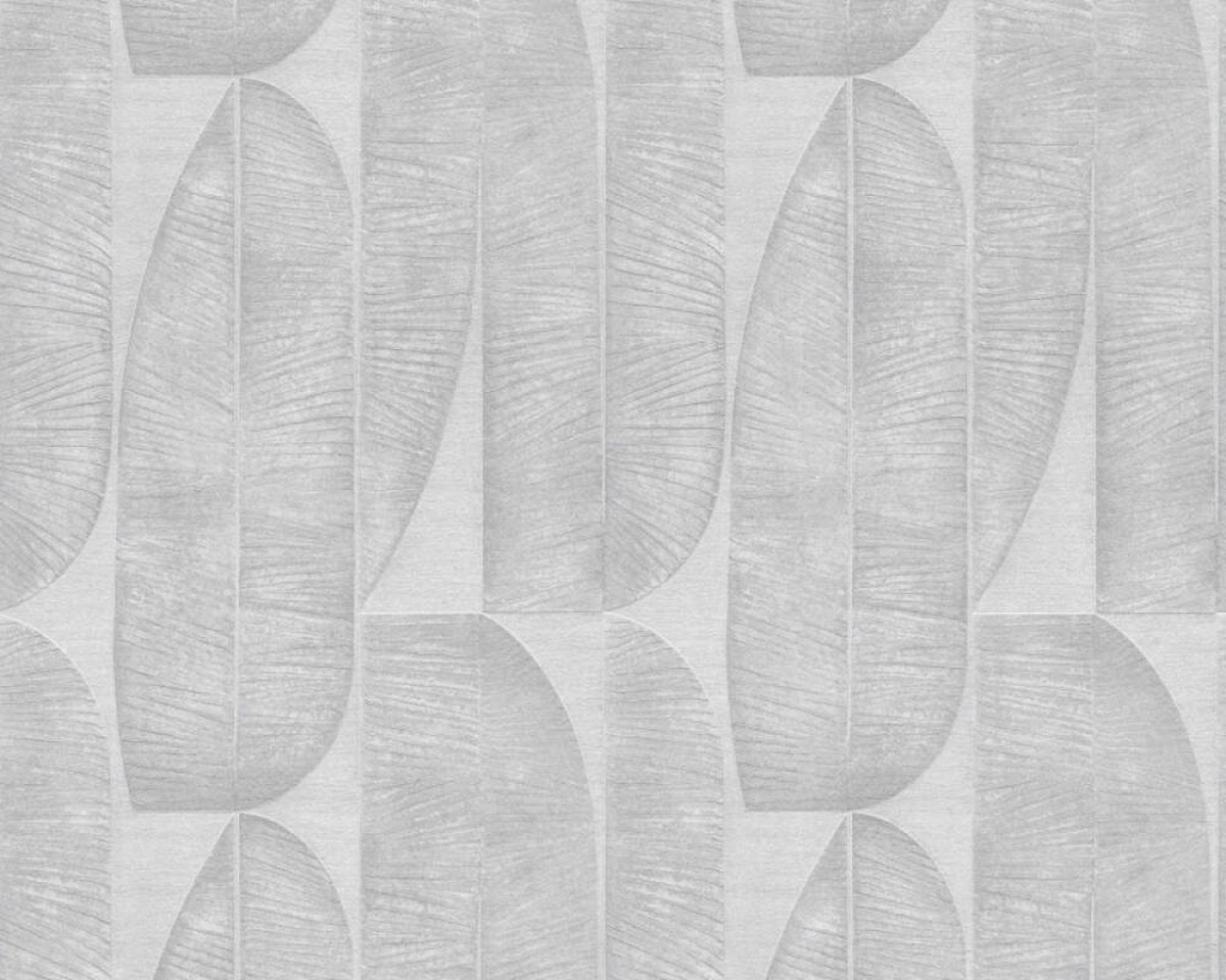 Vliesová tapeta - Šedé, retro listy na sivom podklade