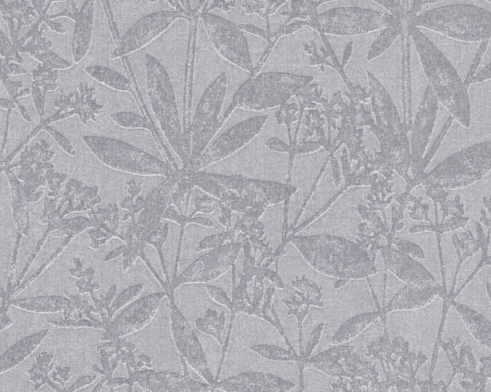 Vliesové tapety 38924-4 Terra - šedomodrá, listy s kvetmi