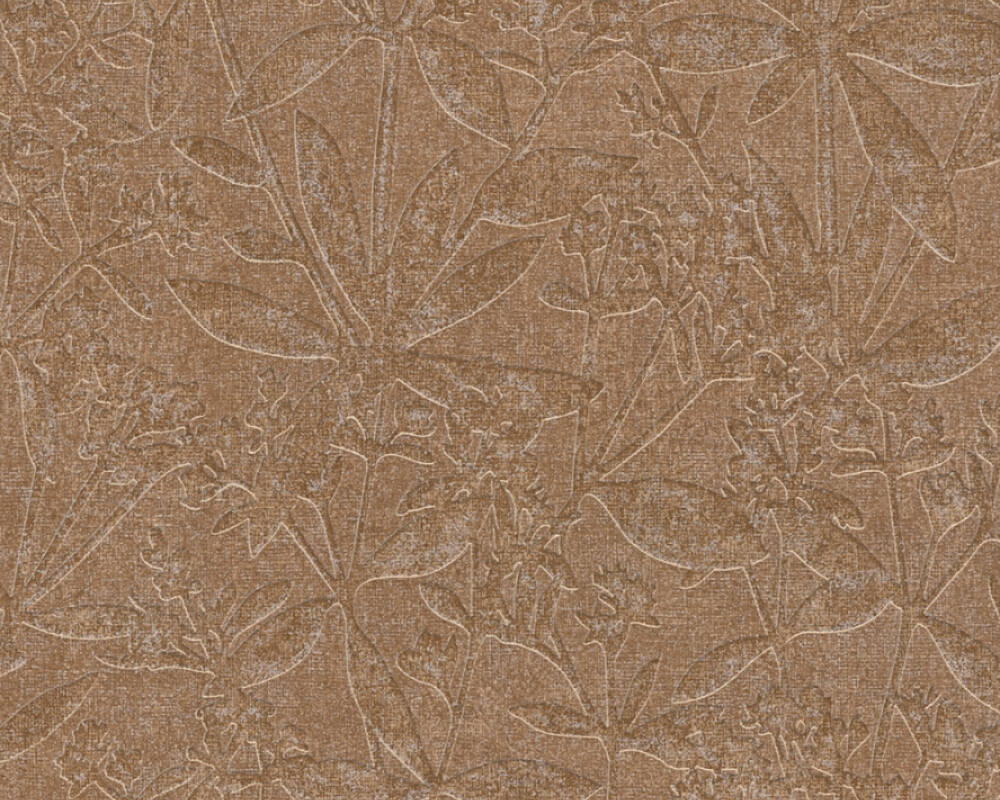 Vliesové tapety 38924-6 Terra - hnedá, listy s kvetmi