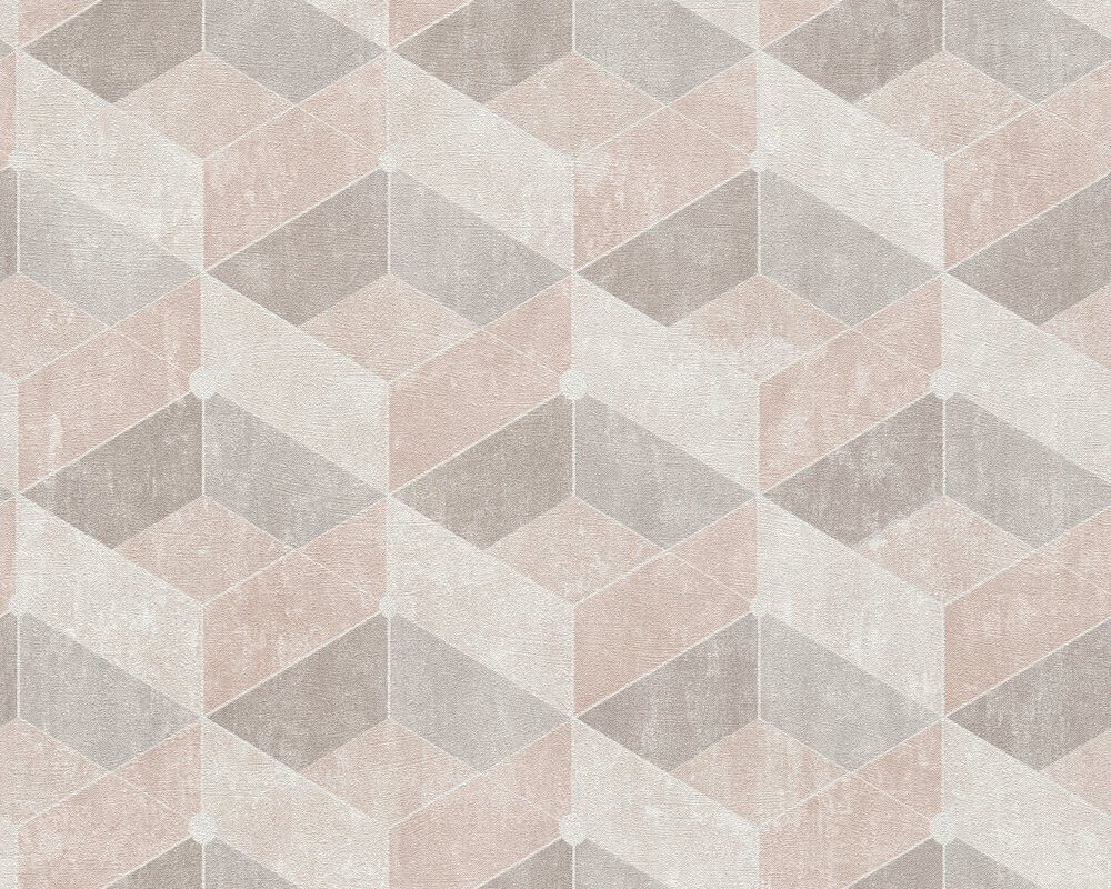 Šedoružové tapety s geometrickým vzorom