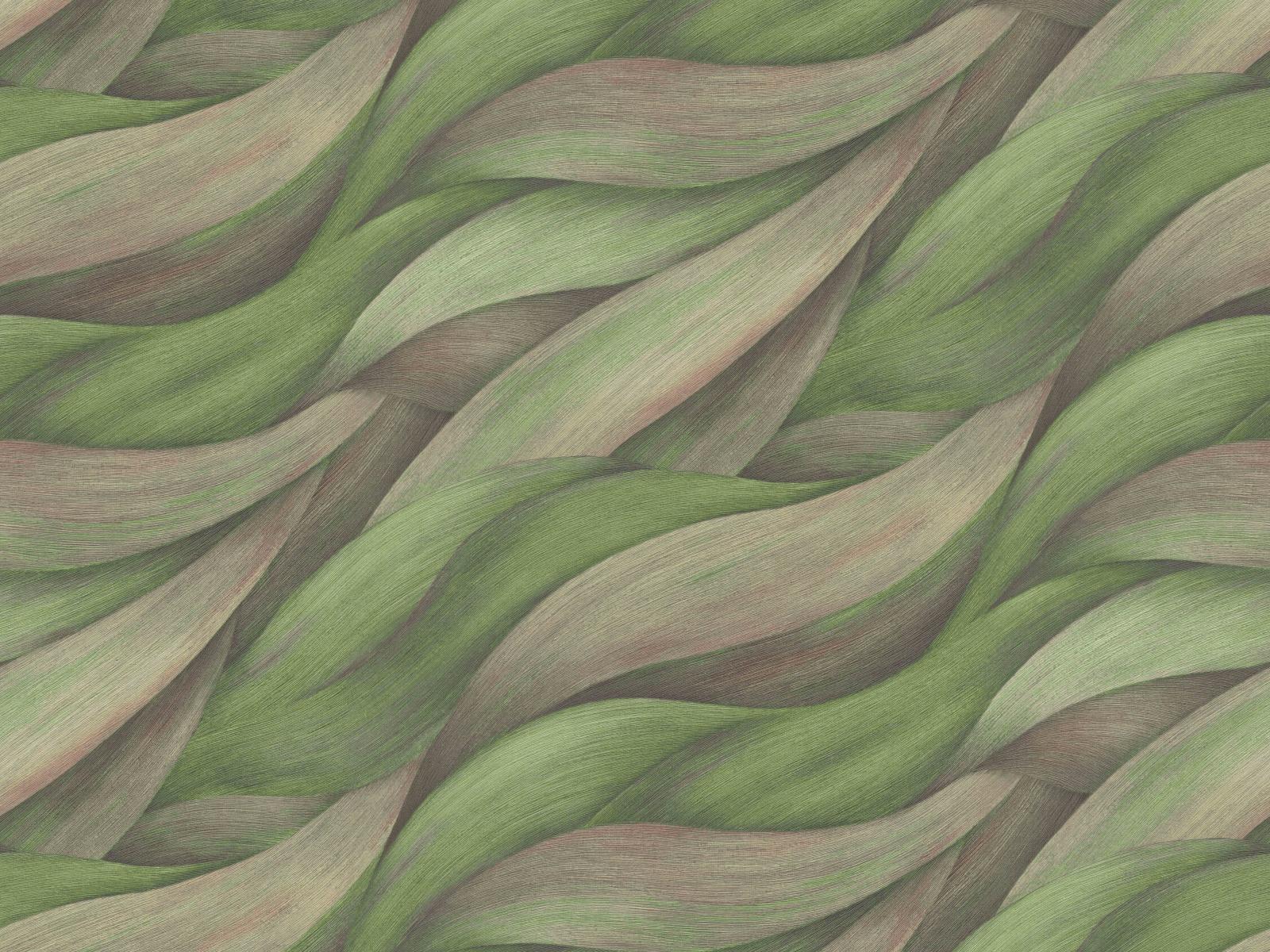 Vliesová tapeta s motívom listov vytvárajúce zelené búrlivé vlny, ER-601615