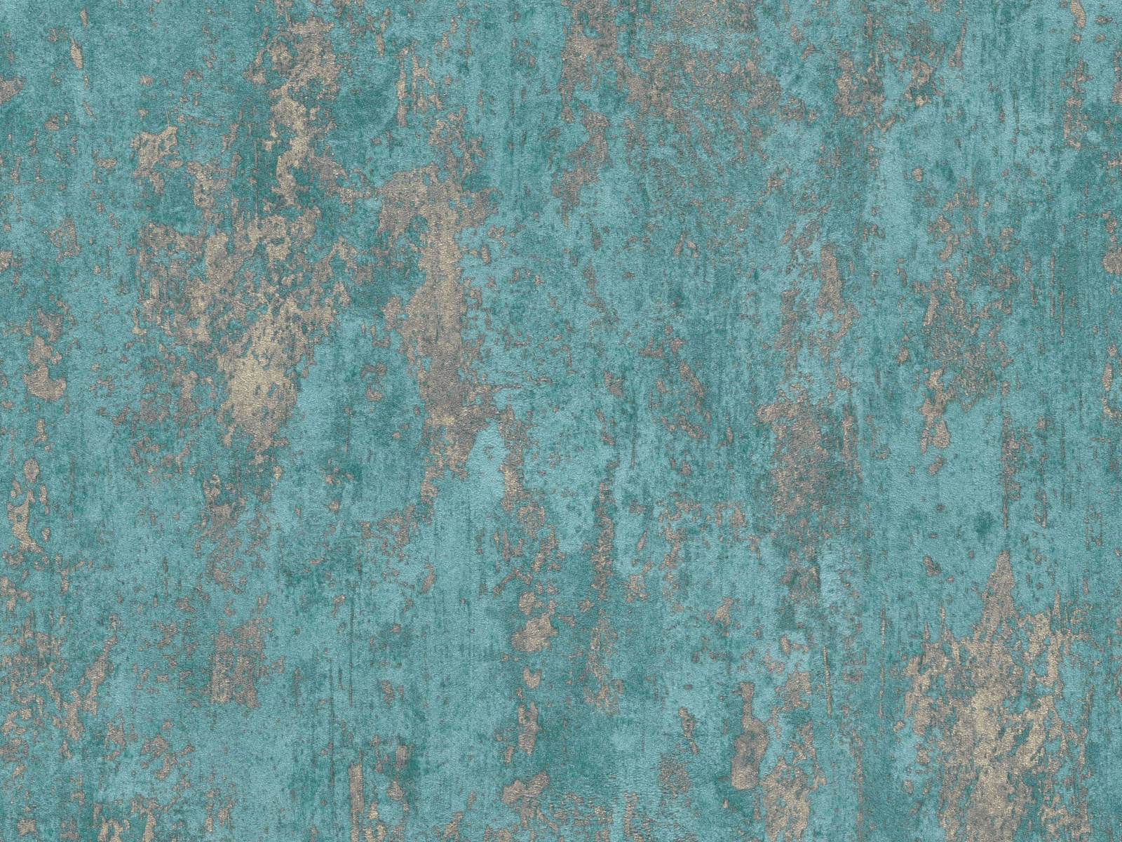 Vliesová tapeta s imitáciou betónu a ušľachtilým leskom v tmavo tyrkysovej farbe, ER-601651